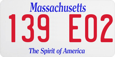 MA license plate 139EO2