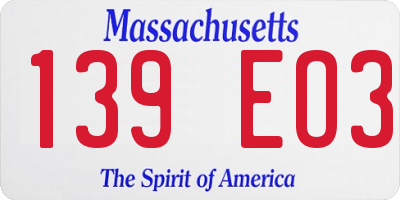 MA license plate 139EO3