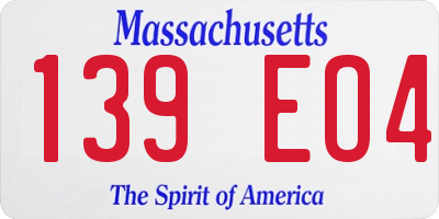 MA license plate 139EO4