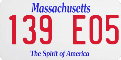 MA license plate 139EO5