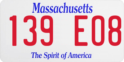 MA license plate 139EO8