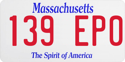 MA license plate 139EP0