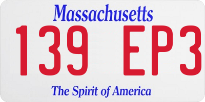 MA license plate 139EP3