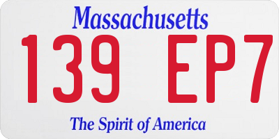 MA license plate 139EP7