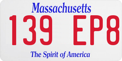 MA license plate 139EP8