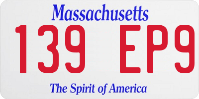 MA license plate 139EP9
