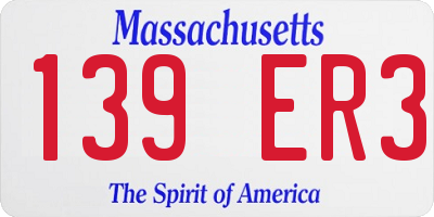MA license plate 139ER3