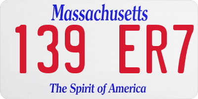 MA license plate 139ER7