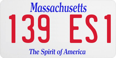 MA license plate 139ES1