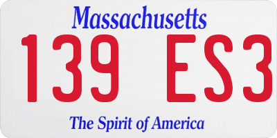 MA license plate 139ES3
