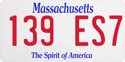 MA license plate 139ES7