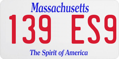 MA license plate 139ES9