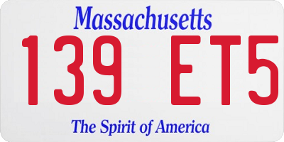 MA license plate 139ET5