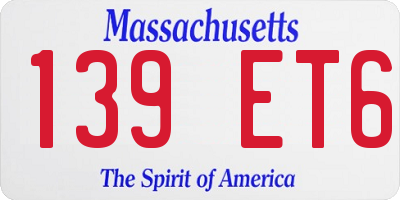 MA license plate 139ET6