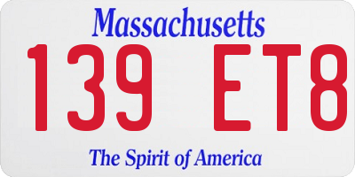 MA license plate 139ET8