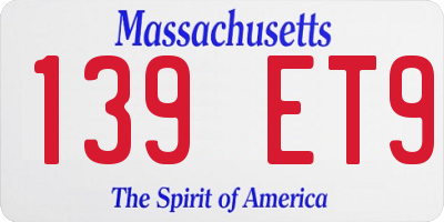 MA license plate 139ET9