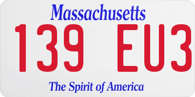 MA license plate 139EU3