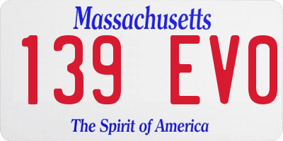MA license plate 139EV0