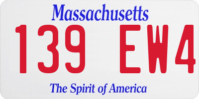 MA license plate 139EW4