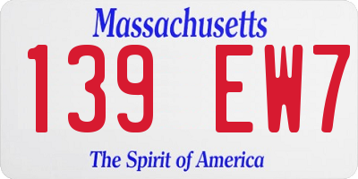 MA license plate 139EW7