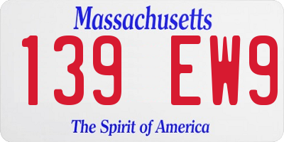 MA license plate 139EW9