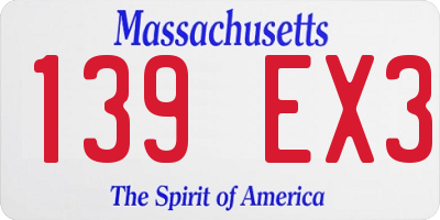 MA license plate 139EX3