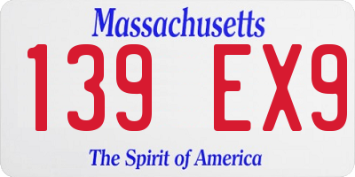 MA license plate 139EX9