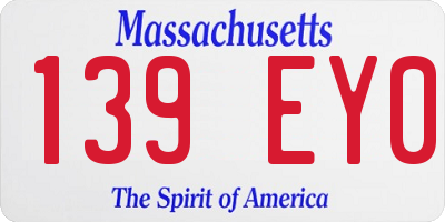 MA license plate 139EY0