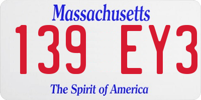 MA license plate 139EY3
