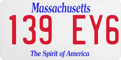 MA license plate 139EY6