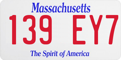 MA license plate 139EY7