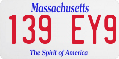 MA license plate 139EY9