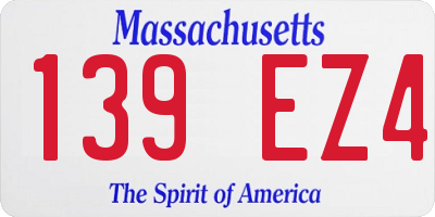 MA license plate 139EZ4