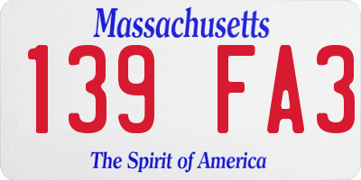 MA license plate 139FA3