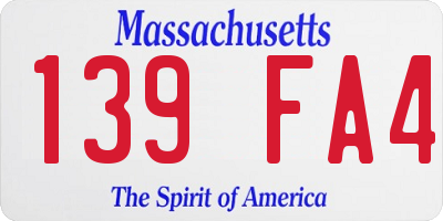 MA license plate 139FA4
