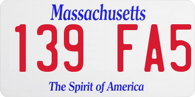 MA license plate 139FA5