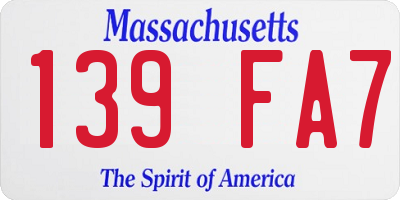 MA license plate 139FA7