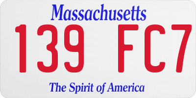 MA license plate 139FC7