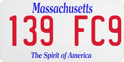 MA license plate 139FC9