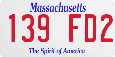 MA license plate 139FD2