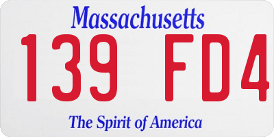 MA license plate 139FD4