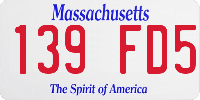 MA license plate 139FD5