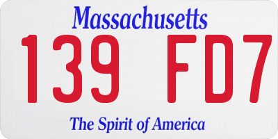 MA license plate 139FD7
