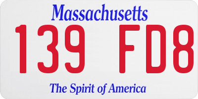 MA license plate 139FD8