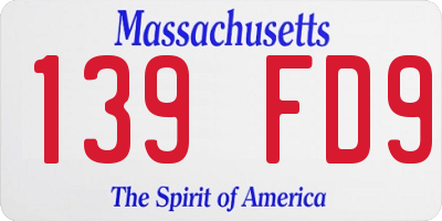 MA license plate 139FD9