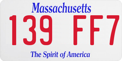 MA license plate 139FF7