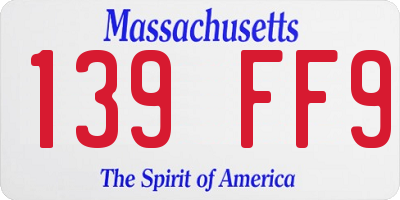 MA license plate 139FF9
