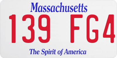 MA license plate 139FG4
