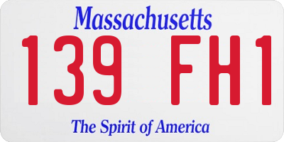 MA license plate 139FH1