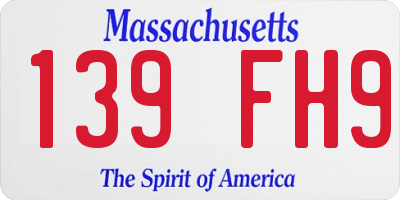 MA license plate 139FH9
